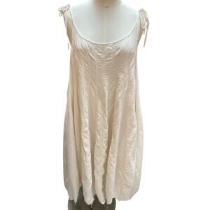 Free People XL White 100% Cotton Maxi Dress Boho Tie Strap EUC Casual